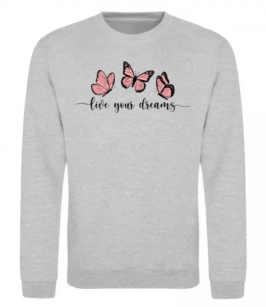 Свитшот Live your dreams Серый меланж фото