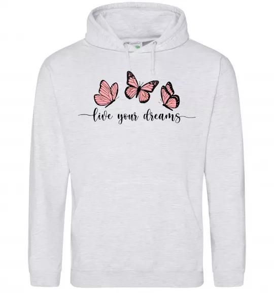 Жіноча толстовка (худі) Live your dreams Сірий меланж фото