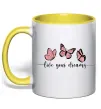Чашка с цветной ручкой Live your dreams Солнечно желтый Чашка с цветной ручкой Live your dreams Солнечно желтый фото