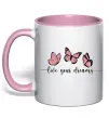 Чашка с цветной ручкой Live your dreams Нежно розовый Чашка с цветной ручкой Live your dreams Нежно розовый фото