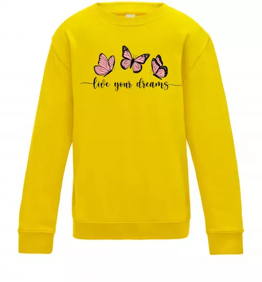 Детский Свитшот Live your dreams Солнечно желтый фото