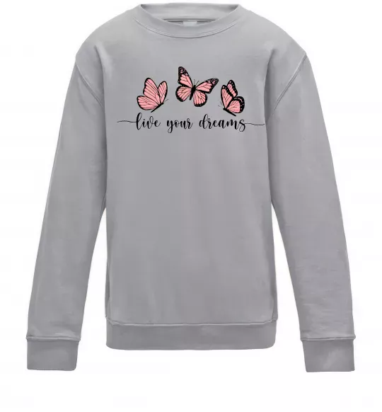Детский Свитшот Live your dreams Серый меланж фото