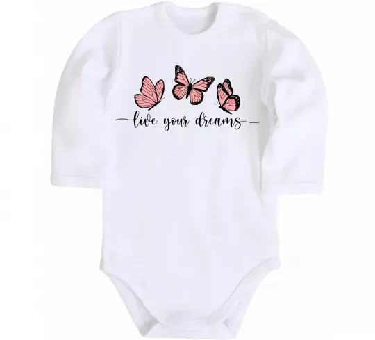 Дитячий бодік Live your dreams Білий фото