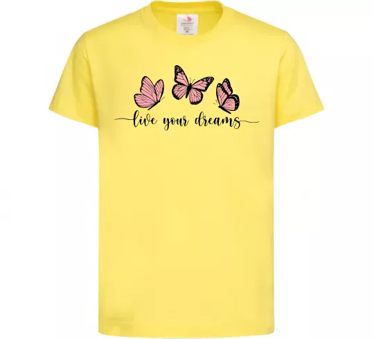 Дитяча футболка Live your dreams Лимонний фото