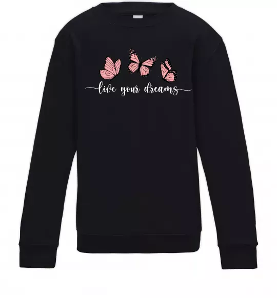 Детский Свитшот Live your dreams Черный фото