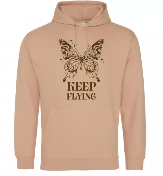 Мужская толстовка (худи) Keep flying Песочный фото