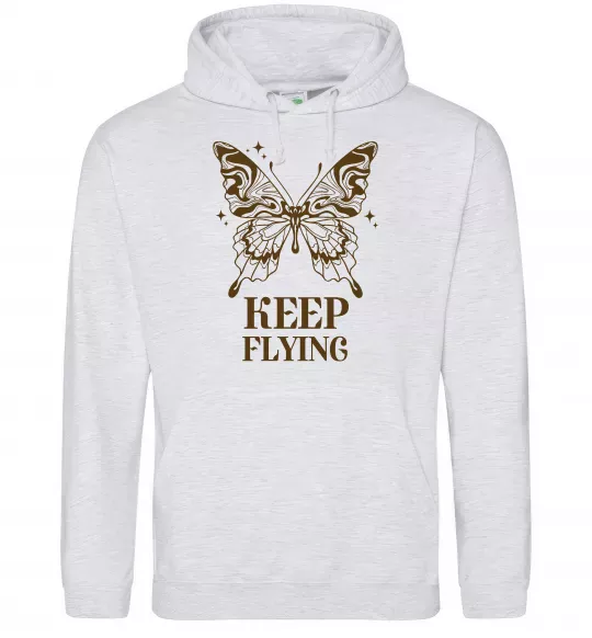 Женская толстовка (худи) Keep flying Серый меланж фото