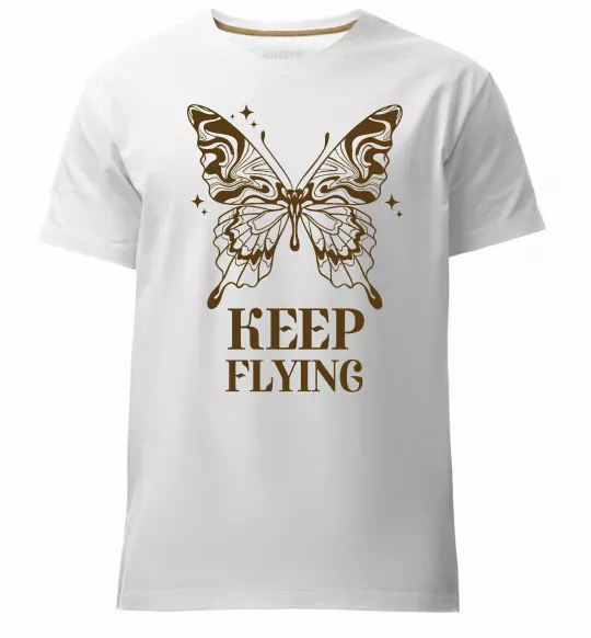 Мужская премиум футболка Keep flying Белый фото