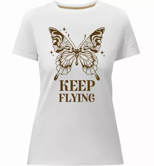 Женская премиум футболка Keep flying Белый фото