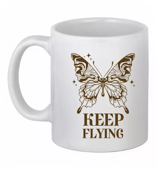 Чашка керамическая Keep flying Белый фото