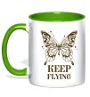 Чашка с цветной ручкой Keep flying Лаймовый фото