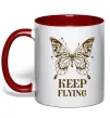 Чашка з кольоровою ручкою Keep flying Червоний фото