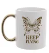 Чашка з кольоровою ручкою Keep flying Золото фото