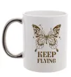 Чашка з кольоровою ручкою Keep flying Срібло фото