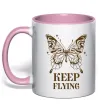 Чашка з кольоровою ручкою Keep flying Ніжно рожевий фото