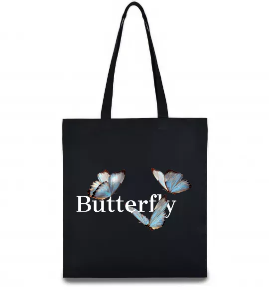 Еко-сумка Butterfly напис Чорний фото