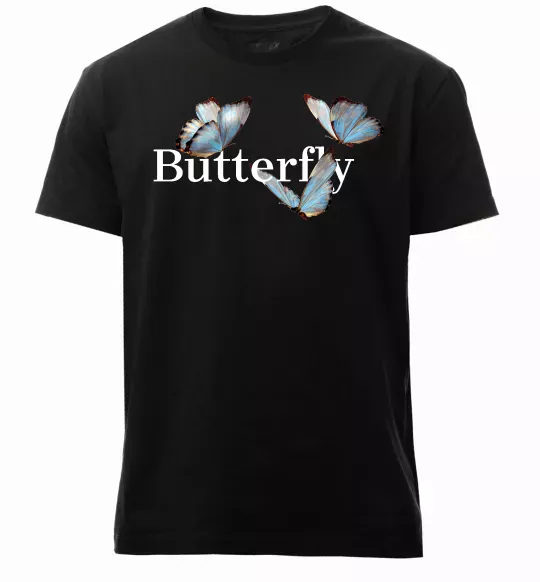Чоловіча преміум футболка Butterfly напис Чорний фото