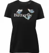 Женская премиум футболка Butterfly напис Черный фото