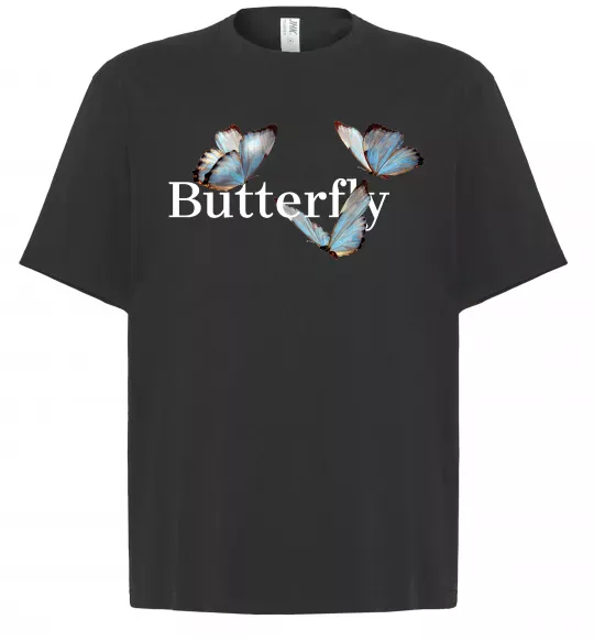 Футболка Оверсайз Butterfly напис Черный фото