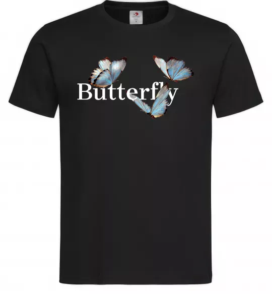 Мужская футболка Butterfly напис Черный фото