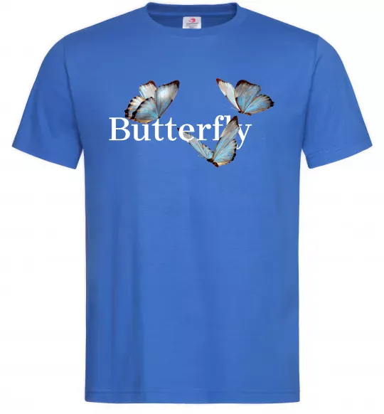 Мужская футболка Butterfly напис Ярко-синий фото