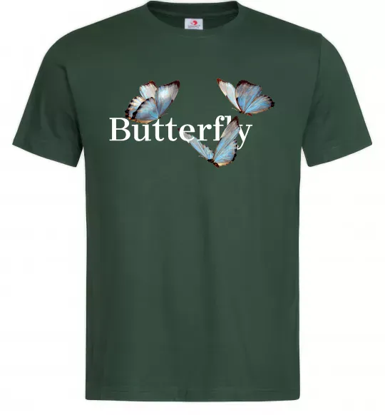 Мужская футболка Butterfly напис Темно-зеленый фото