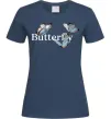 Жіноча футболка Butterfly напис Темно-синій фото