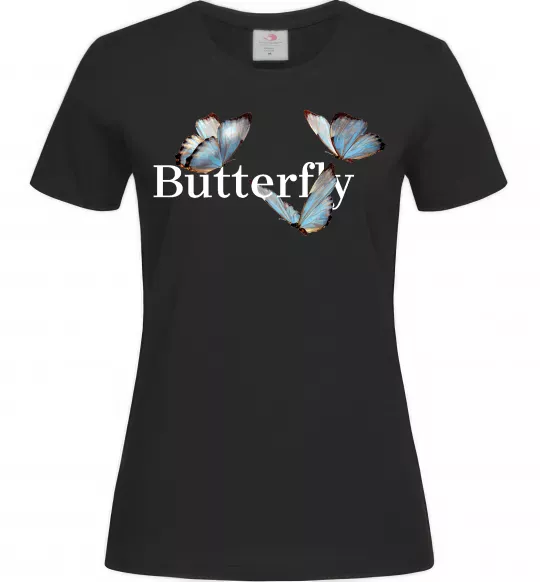 Жіноча футболка Butterfly напис Чорний фото