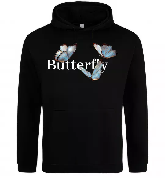 Женская толстовка (худи) Butterfly напис Черный фото