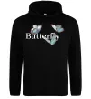Женская толстовка (худи) Butterfly напис Черный фото