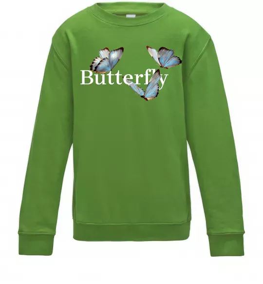 Детский Свитшот Butterfly напис Лаймовый фото