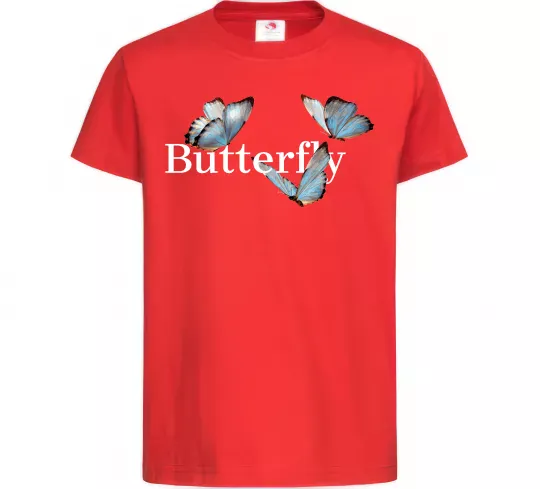 Детская футболка Butterfly напис Красный фото