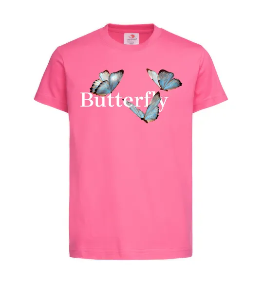 Детская футболка Butterfly напис Ярко-розовый фото