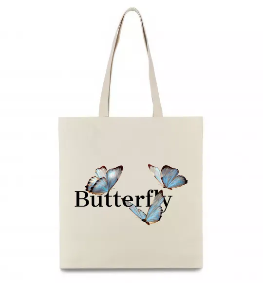 Еко-сумка Butterfly напис Бежевий фото