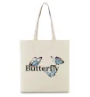Еко-сумка Butterfly напис Бежевий фото