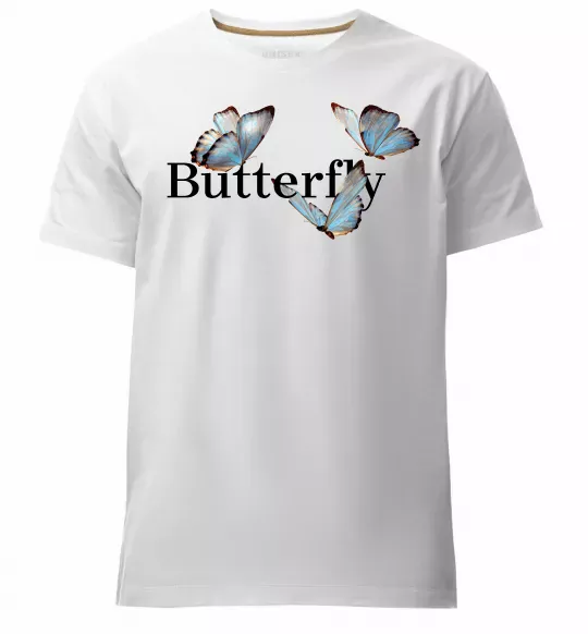 Чоловіча преміум футболка Butterfly напис Білий фото