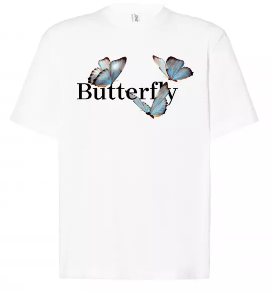 Футболка Оверсайз Butterfly напис Белый фото