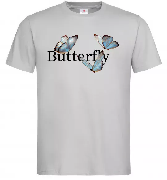 Мужская футболка Butterfly напис Серый фото
