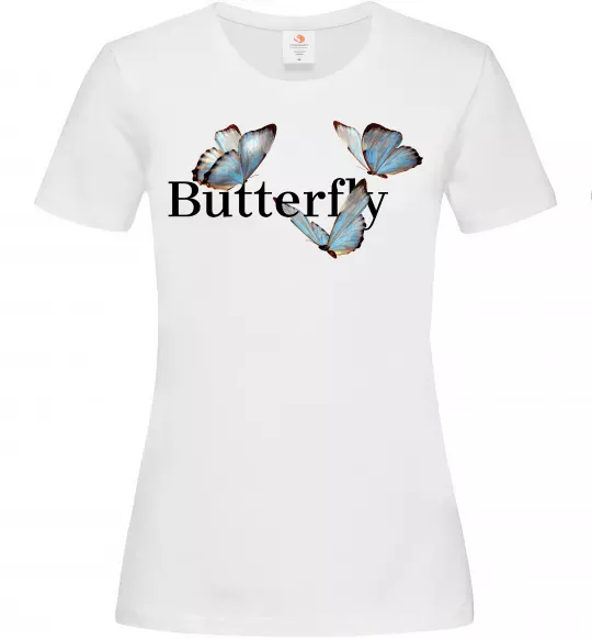 Жіноча футболка Butterfly напис Білий фото