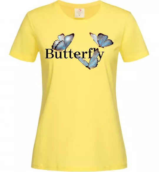 Жіноча футболка Butterfly напис Лимонний фото