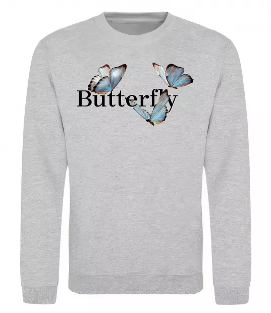 Свитшот Butterfly напис Серый меланж фото