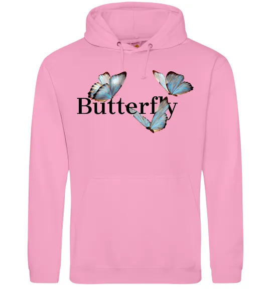 Чоловіча толстовка (худі) Butterfly напис Рожевий фото
