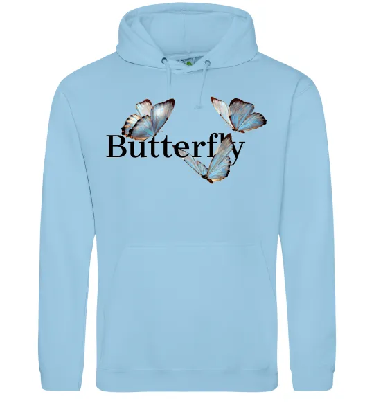 Чоловіча толстовка (худі) Butterfly напис Блакитний фото