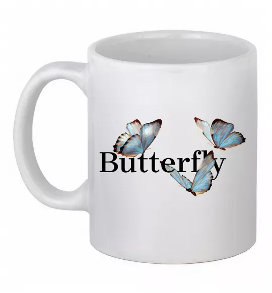 Чашка керамическая Butterfly напис Белый фото