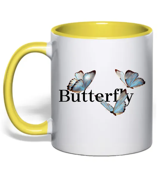 Чашка з кольоровою ручкою Butterfly напис Лимонний фото