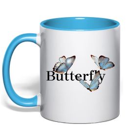 Чашка с цветной ручкой Butterfly напис