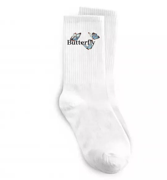 Шкарпетки Butterfly напис Білий фото