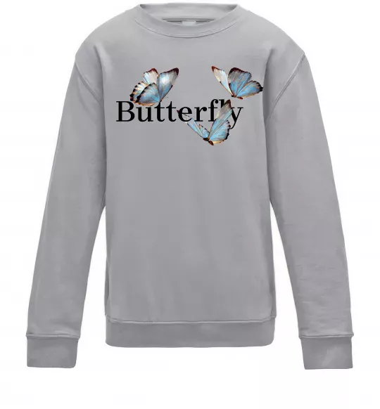 Детский Свитшот Butterfly напис Серый меланж фото