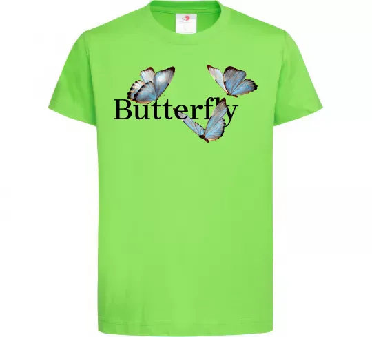 Детская футболка Butterfly напис Лаймовый фото