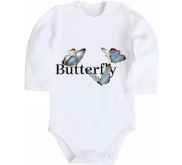 Дитячий бодік Butterfly напис Білий фото
